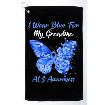 Butterfly I Wear Blue For My Grandma ALS Awareness Golf Towel