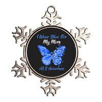 Butterfly I Wear Blue For My Mom ALS Awareness Metallic Star Ornament