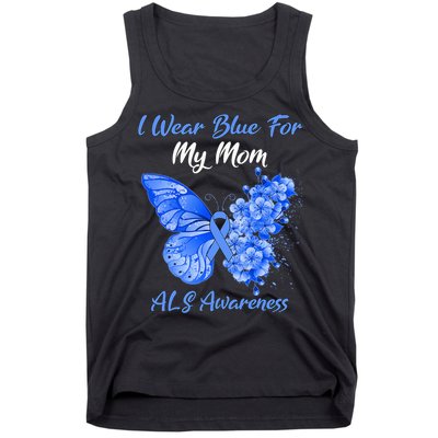 Butterfly I Wear Blue For My Mom ALS Awareness Tank Top