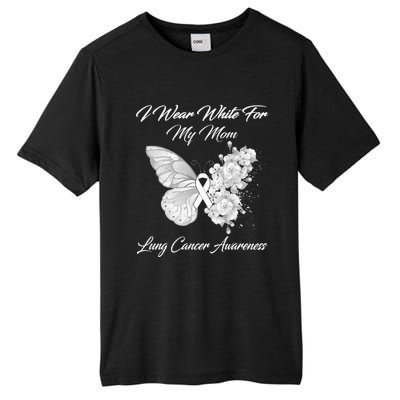 Butterfly I Wear White For My Mom Lung Cancer Awareness Tall Fusion ChromaSoft Performance T-Shirt