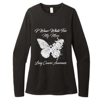 Butterfly I Wear White For My Mom Lung Cancer Awareness Womens CVC Long Sleeve Shirt