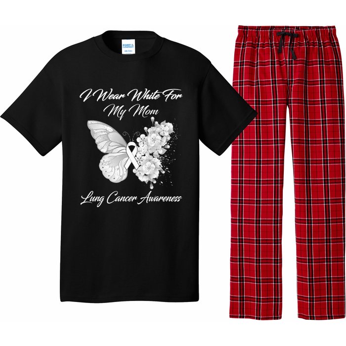 Butterfly I Wear White For My Mom Lung Cancer Awareness Pajama Set