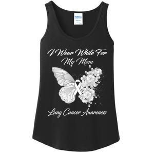 Butterfly I Wear White For My Mom Lung Cancer Awareness Ladies Essential Tank