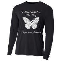 Butterfly I Wear White For My Mom Lung Cancer Awareness Cooling Performance Long Sleeve Crew