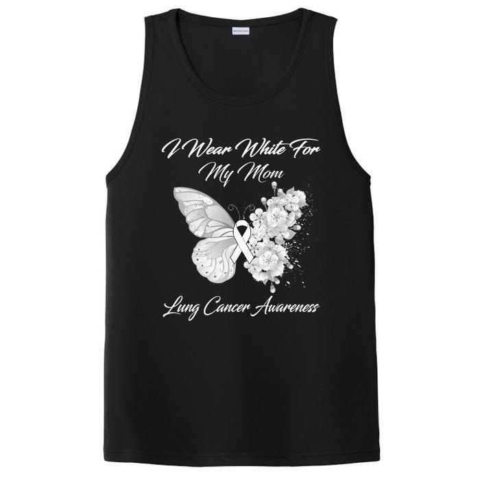 Butterfly I Wear White For My Mom Lung Cancer Awareness PosiCharge Competitor Tank