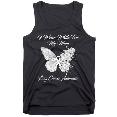 Butterfly I Wear White For My Mom Lung Cancer Awareness Tank Top