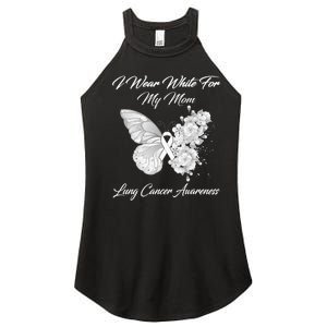 Butterfly I Wear White For My Mom Lung Cancer Awareness Women's Perfect Tri Rocker Tank