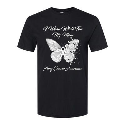 Butterfly I Wear White For My Mom Lung Cancer Awareness Softstyle CVC T-Shirt