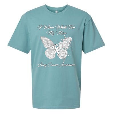 Butterfly I Wear White For My Mom Lung Cancer Awareness Sueded Cloud Jersey T-Shirt