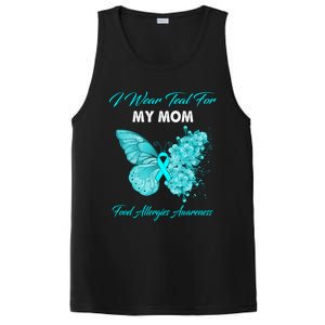 Butterfly I Wear Teal For My Mom Food Allergies Awareness Funny Gift PosiCharge Competitor Tank