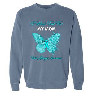 Butterfly I Wear Teal For My Mom Food Allergies Awareness Funny Gift Garment-Dyed Sweatshirt