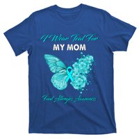 Butterfly I Wear Teal For My Mom Food Allergies Awareness Funny Gift T-Shirt