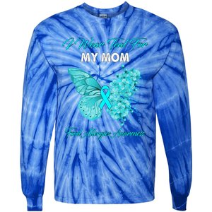 Butterfly I Wear Teal For My Mom Food Allergies Awareness Funny Gift Tie-Dye Long Sleeve Shirt