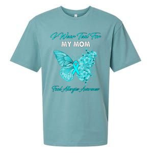 Butterfly I Wear Teal For My Mom Food Allergies Awareness Funny Gift Sueded Cloud Jersey T-Shirt