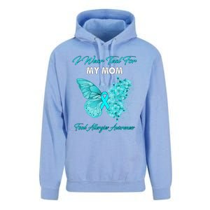 Butterfly I Wear Teal For My Mom Food Allergies Awareness Funny Gift Unisex Surf Hoodie