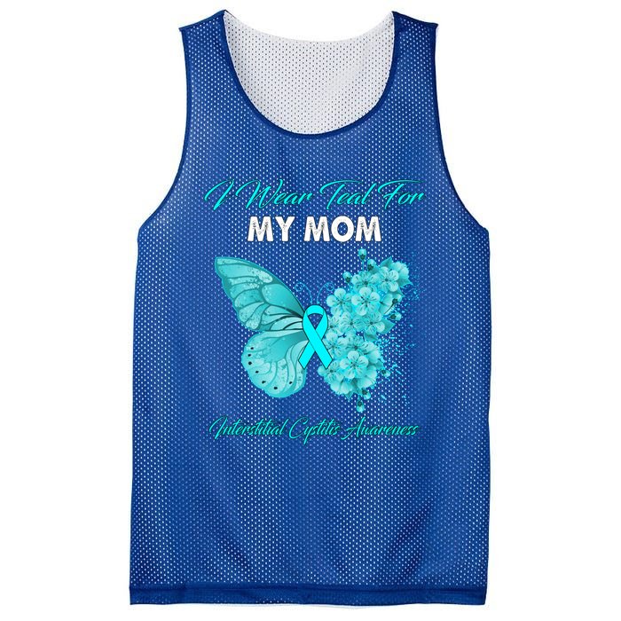 Butterfly I Wear Teal For My Mom Interstitial Cystitis Gift Mesh Reversible Basketball Jersey Tank