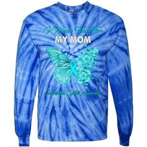 Butterfly I Wear Teal For My Mom Interstitial Cystitis Gift Tie-Dye Long Sleeve Shirt