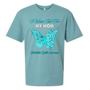 Butterfly I Wear Teal For My Mom Interstitial Cystitis Gift Sueded Cloud Jersey T-Shirt