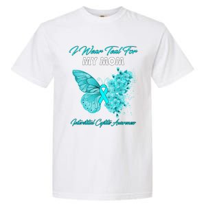 Butterfly I Wear Teal For My Mom Interstitial Cystitis Gift Garment-Dyed Heavyweight T-Shirt