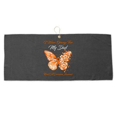 Butterfly I Wear Orange For My Dad Renal Cell Carcinoma Large Microfiber Waffle Golf Towel