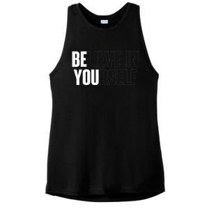 Believe In Yourself Motivational Quote Inspiration Positive Ladies PosiCharge Tri-Blend Wicking Tank