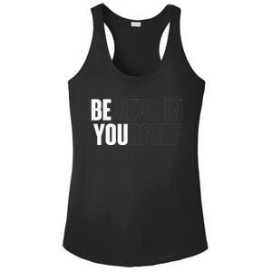 Believe In Yourself Motivational Quote Inspiration Positive Ladies PosiCharge Competitor Racerback Tank