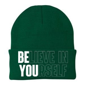 Believe In Yourself Motivational Quote Inspiration Positive Knit Cap Winter Beanie