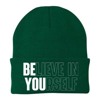 Believe In Yourself Motivational Quote Inspiration Positive Knit Cap Winter Beanie