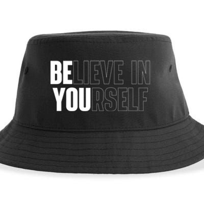 Believe In Yourself Motivational Quote Inspiration Positive Sustainable Bucket Hat