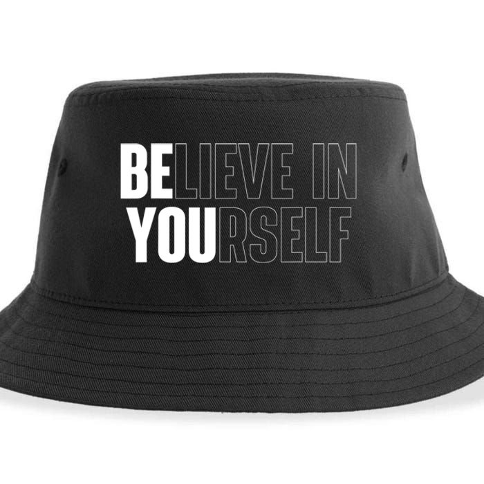 Believe In Yourself Motivational Quote Inspiration Positive Sustainable Bucket Hat