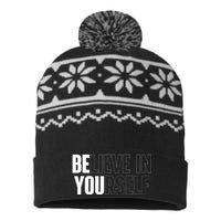 Believe In Yourself Motivational Quote Inspiration Positive USA-Made Snowflake Beanie