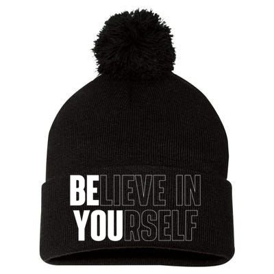 Believe In Yourself Motivational Quote Inspiration Positive Pom Pom 12in Knit Beanie