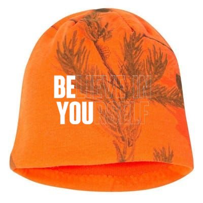 Believe In Yourself Motivational Quote Inspiration Positive Kati - Camo Knit Beanie