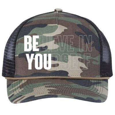 Believe In Yourself Motivational Quote Inspiration Positive Retro Rope Trucker Hat Cap