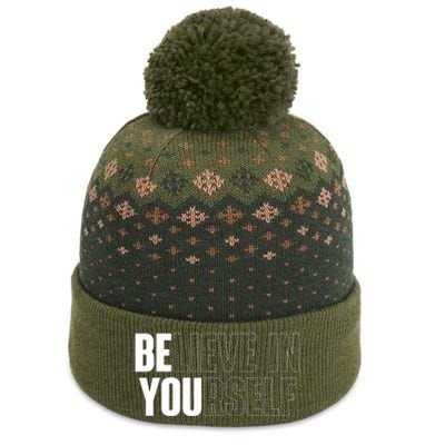 Believe In Yourself Motivational Quote Inspiration Positive The Baniff Cuffed Pom Beanie