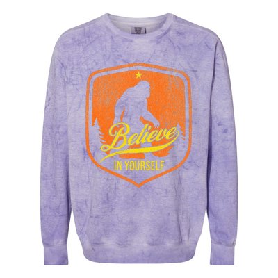 Believe In Yourself Motivational Sasquatch Colorblast Crewneck Sweatshirt