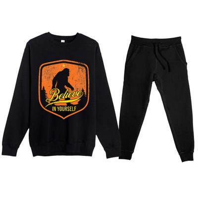 Believe In Yourself Motivational Sasquatch Premium Crewneck Sweatsuit Set