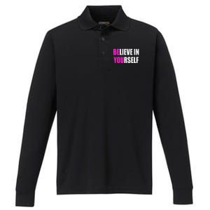 Believe In Yourself Motivational Inspirational Novelty Item Performance Long Sleeve Polo