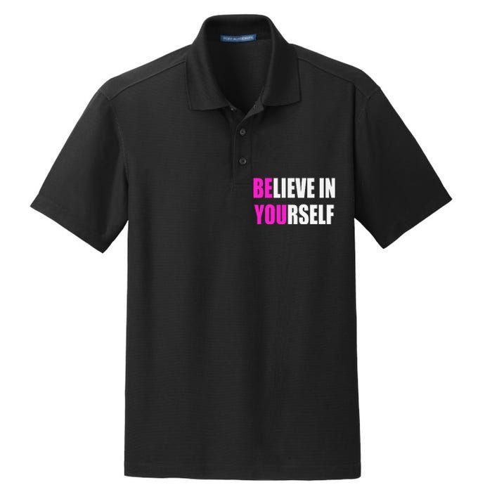 Believe In Yourself Motivational Inspirational Novelty Item Dry Zone Grid Polo