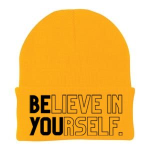 Believe In Yourself Positive Message Saying Inspirational Gift Knit Cap Winter Beanie