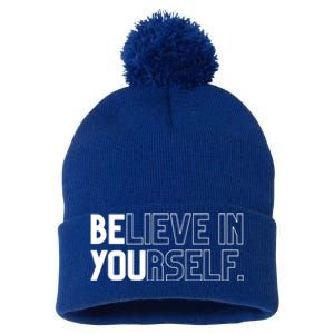 Believe In Yourself Positive Message Saying Inspirational Gift Pom Pom 12in Knit Beanie