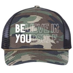 Believe In Yourself Positive Message Saying Inspirational Gift Retro Rope Trucker Hat Cap