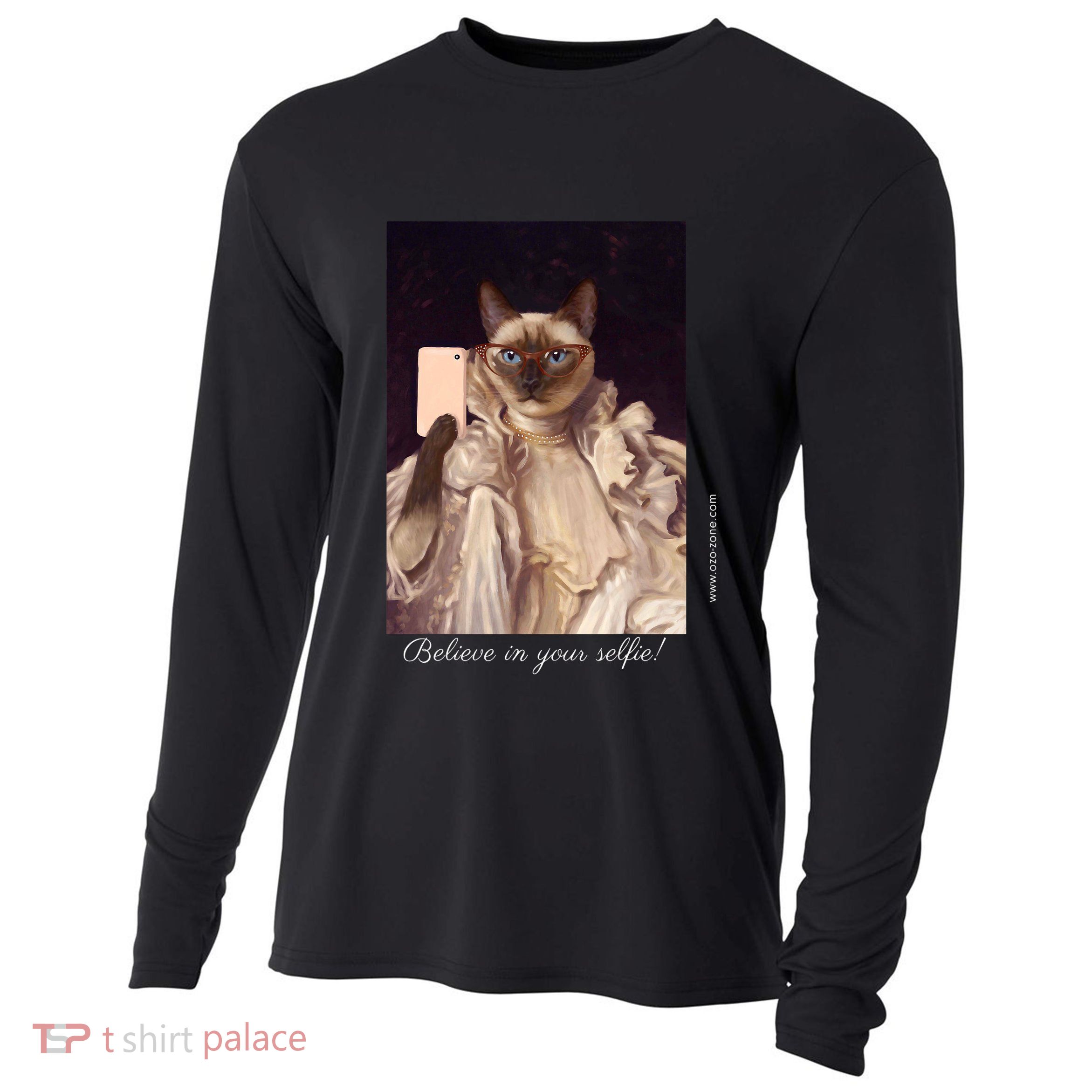 Believe In Your Selfie! Cat Cooling Performance Long Sleeve Crew