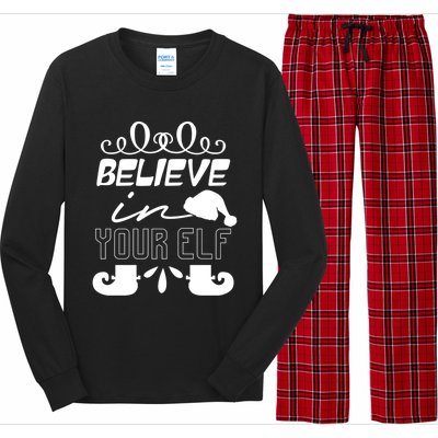 Believe In Your Elf Funny Christmas Gift Long Sleeve Pajama Set