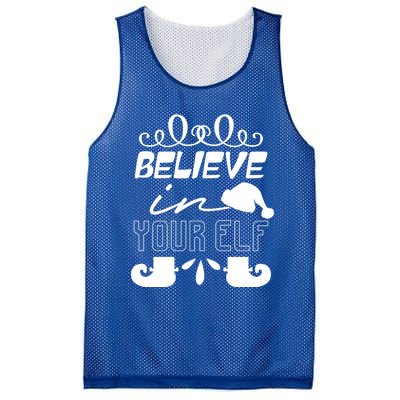 Believe In Your Elf Funny Christmas Gift Mesh Reversible Basketball Jersey Tank