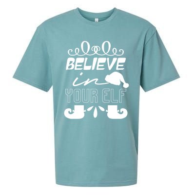 Believe In Your Elf Funny Christmas Gift Sueded Cloud Jersey T-Shirt