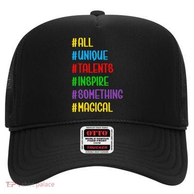 Believe In Your Talents Inspiring Creative Magic Art High Crown Mesh Back Trucker Hat