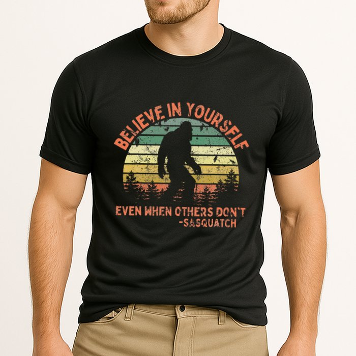 Believe In Yourself Sasquatch Funny Motivational Bigfoot Cooling Performance Crew T-Shirt