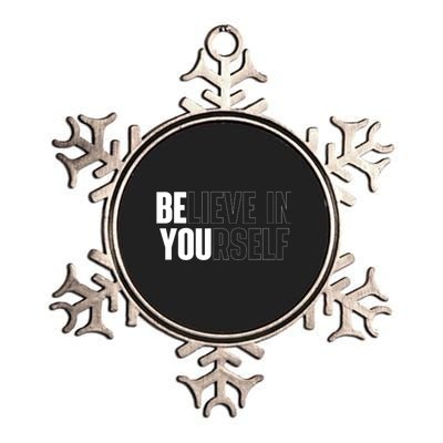 Believe In Yourself Motivational Quote Inspiration Positive Metallic Star Ornament