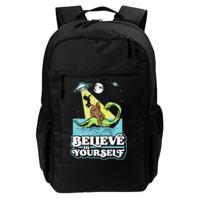 Believe In Yourself Funny Bigfoot Nessie Ufo Alien Unicorns Daily Commute Backpack